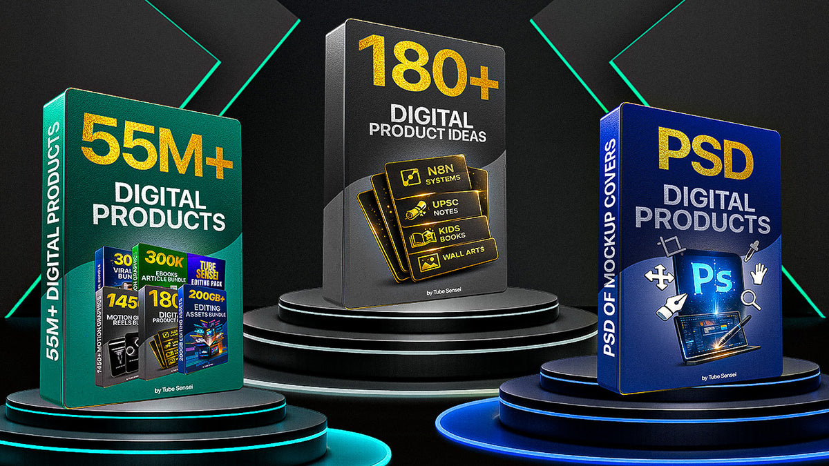 Ultimate 55M+ Digital Products Mega Bundle | eBooks, Reels, Motion Graphics & Editing Assets