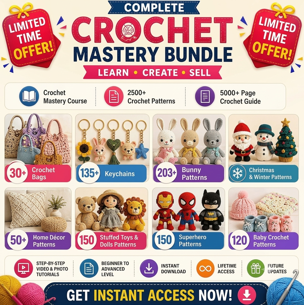 The Complete Crochet Mastery Bundle | 2500+ Patterns & Mastery Course